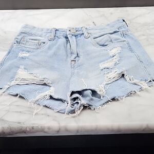 Blank NYC Light Blue Distressed Jean Shorts